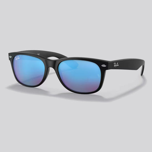 Lentes de Sol Ray-Ban New Wayfarer Flash Matte Rubber Black/Blue Flash