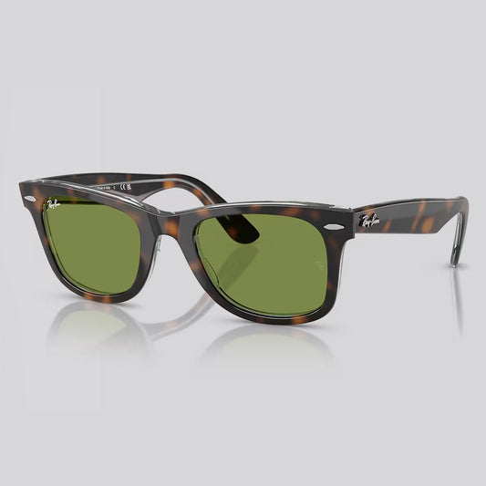 Lentes de Sol Ray-Ban New Wayfarer Classic Polished Dark Havana On Multicolor/Green