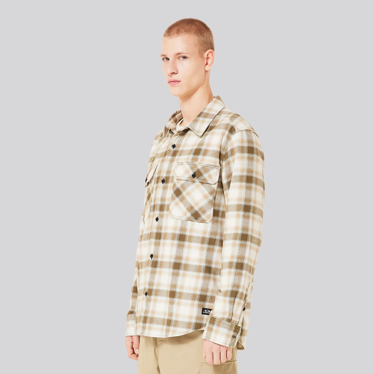 Camisa Oakley 90s Plaid LS Mist/Pebble/Army G Check