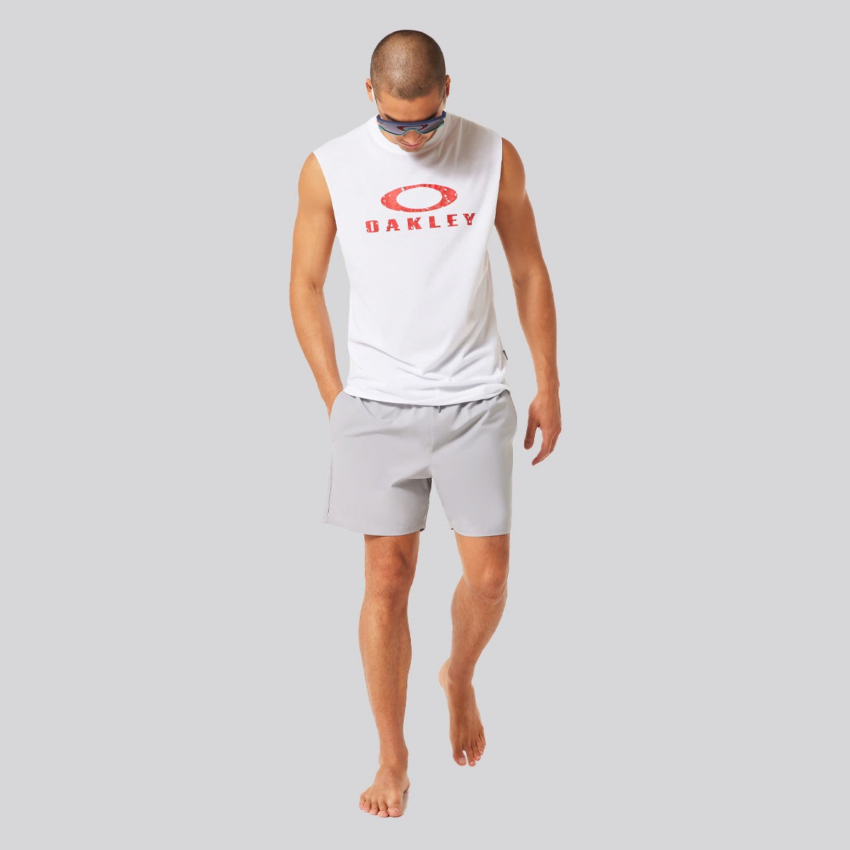 Polera Oakley Bark Sun Tank White/Red