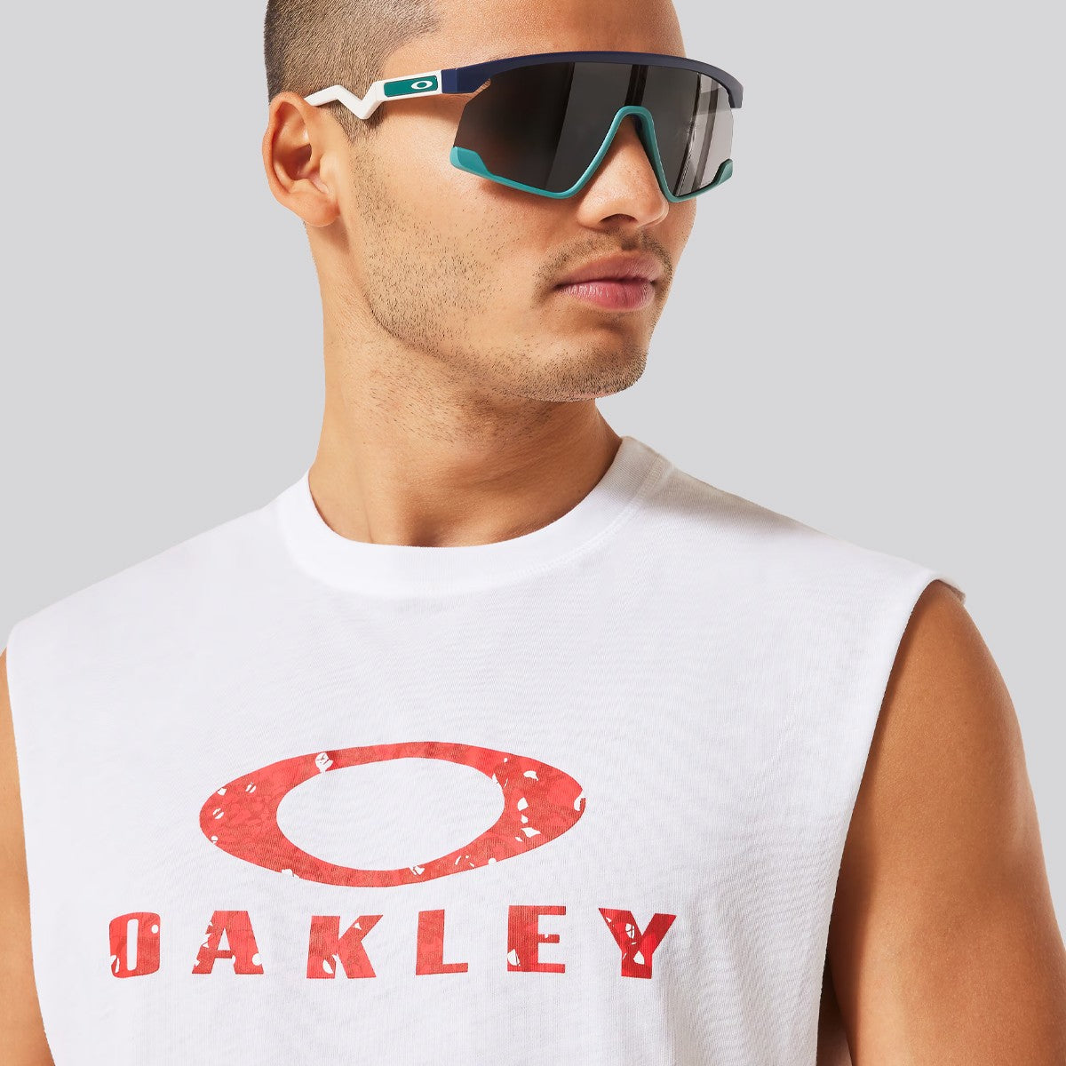Polera Oakley Bark Sun Tank White/Red