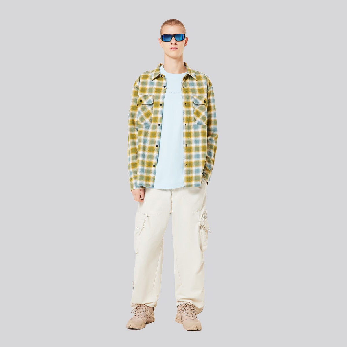 Camisa Oakley 90s Plaid LS Pacific/Mist/Sulfid Check