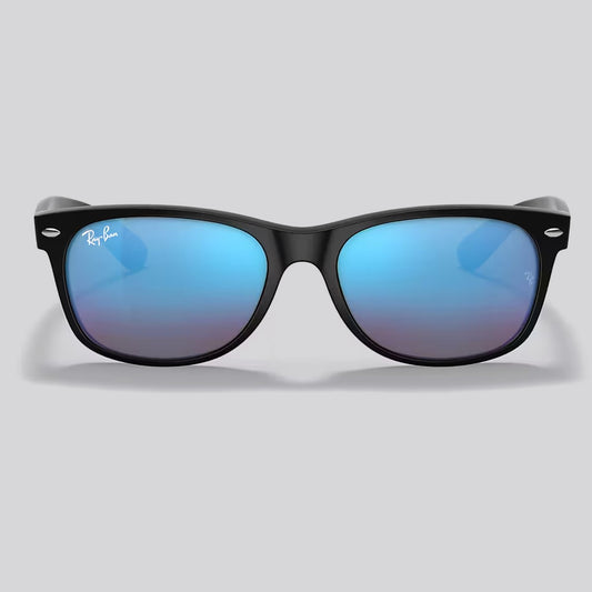 Lentes de Sol Ray-Ban New Wayfarer Flash Matte Rubber Black/Blue Flash