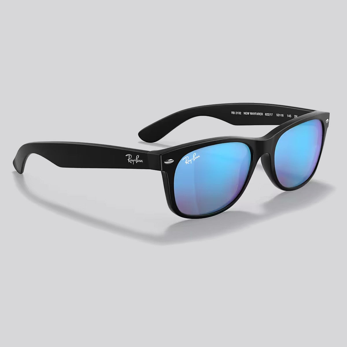 Lentes de Sol Ray-Ban New Wayfarer Flash Matte Rubber Black/Blue Flash