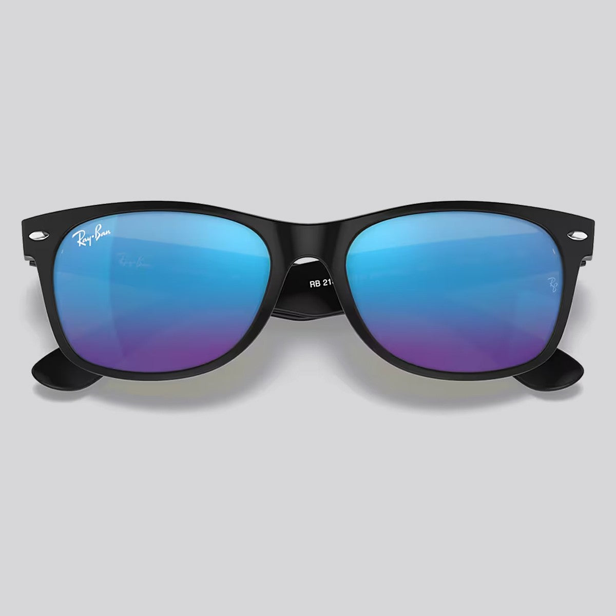 Lentes de Sol Ray-Ban New Wayfarer Flash Matte Rubber Black/Blue Flash