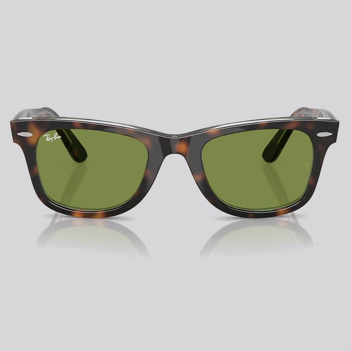 Lentes de Sol Ray-Ban New Wayfarer Classic Polished Dark Havana On Multicolor/Green