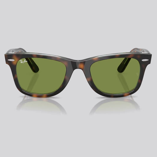Lentes de Sol Ray-Ban New Wayfarer Classic Polished Dark Havana On Multicolor/Green