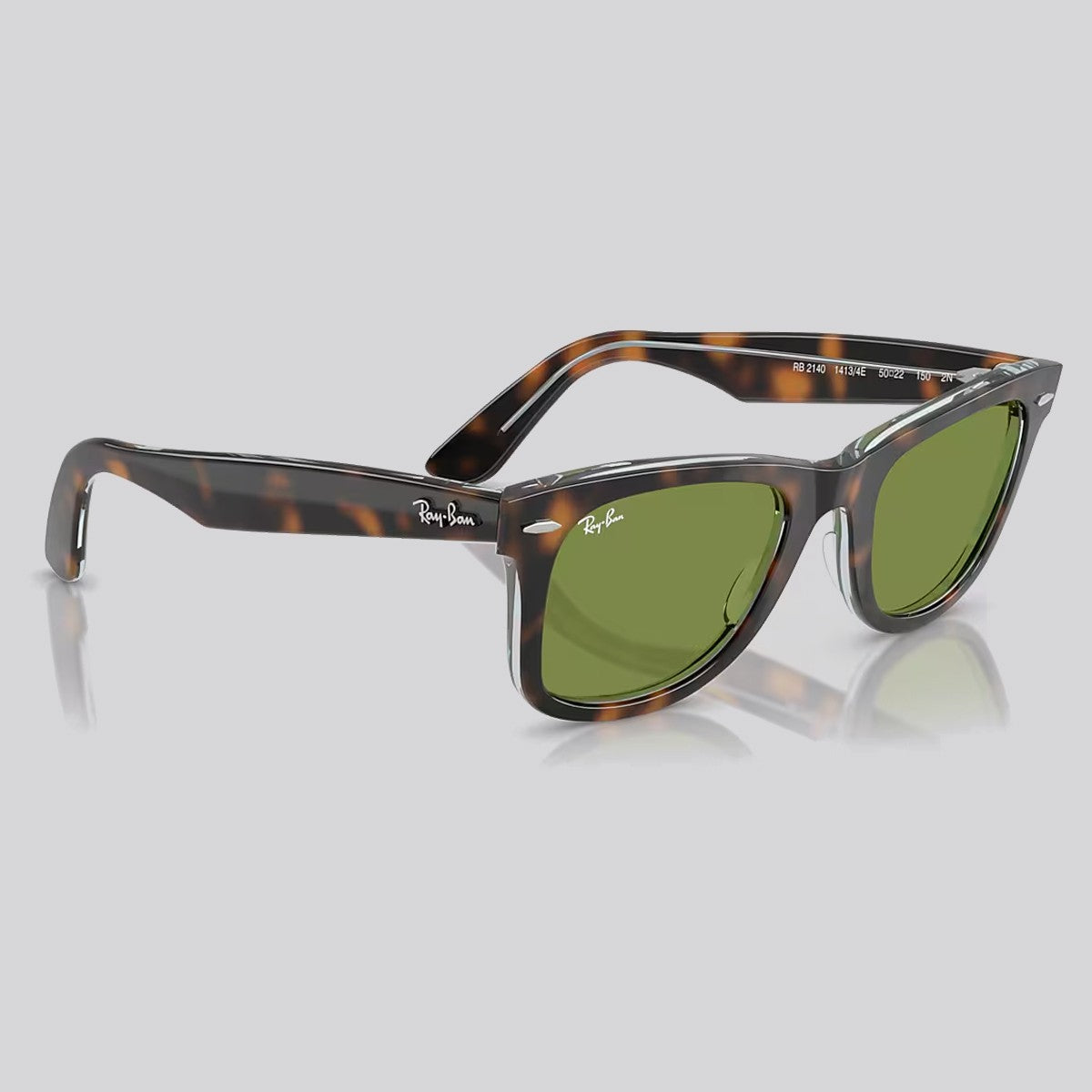 Lentes de Sol Ray-Ban New Wayfarer Classic Polished Dark Havana On Multicolor/Green