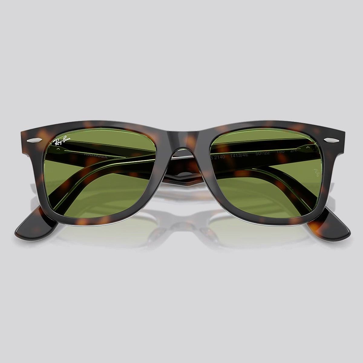Lentes de Sol Ray-Ban New Wayfarer Classic Polished Dark Havana On Multicolor/Green
