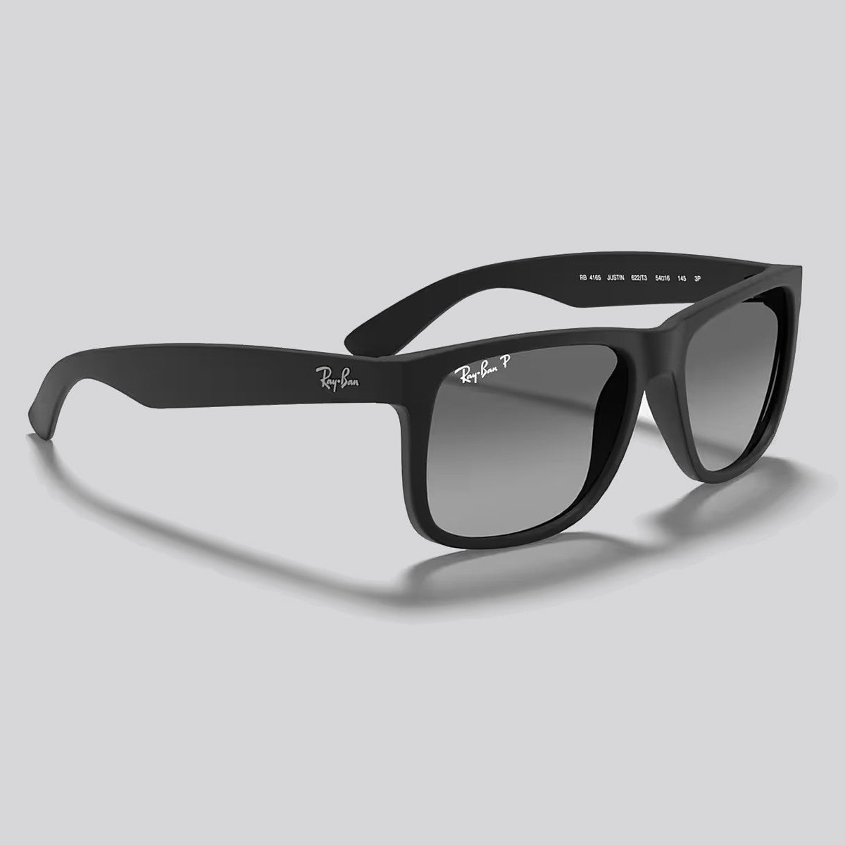Lentes de Sol Ray-Ban Justin Rubber Black / Grey Gradient Polarizado
