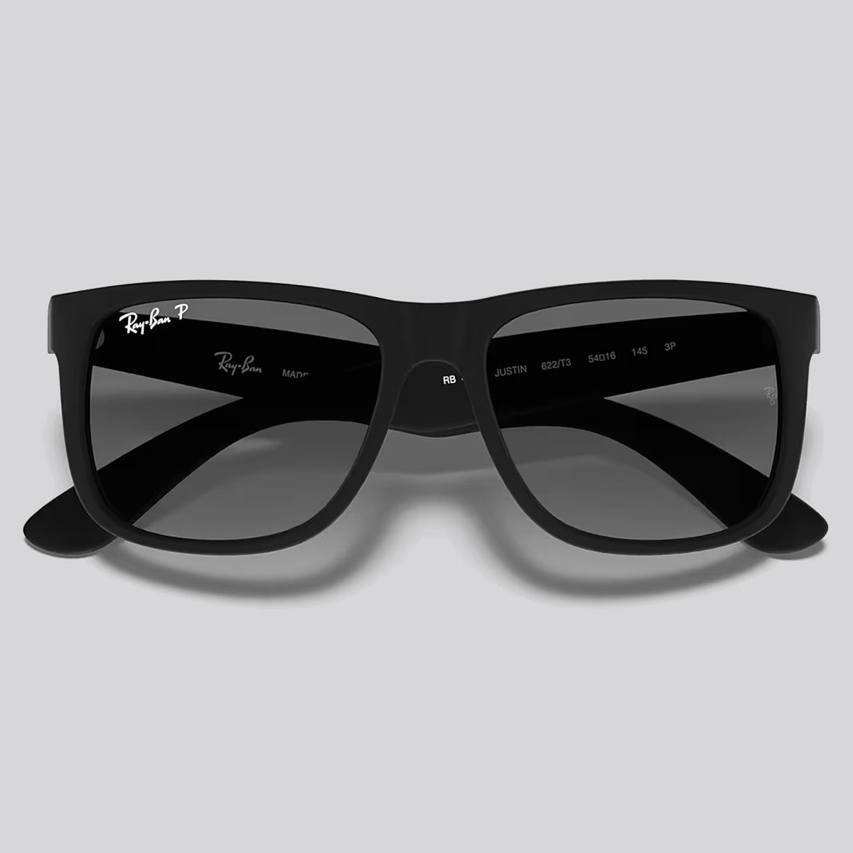 Lentes de Sol Ray-Ban Justin Rubber Black / Grey Gradient Polarizado