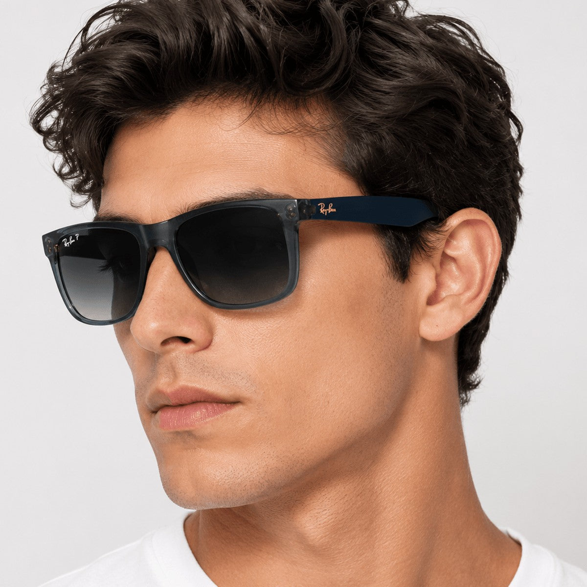 Lentes de Sol Ray-Ban Justin XS Translucent Blue / Grey Polarizado